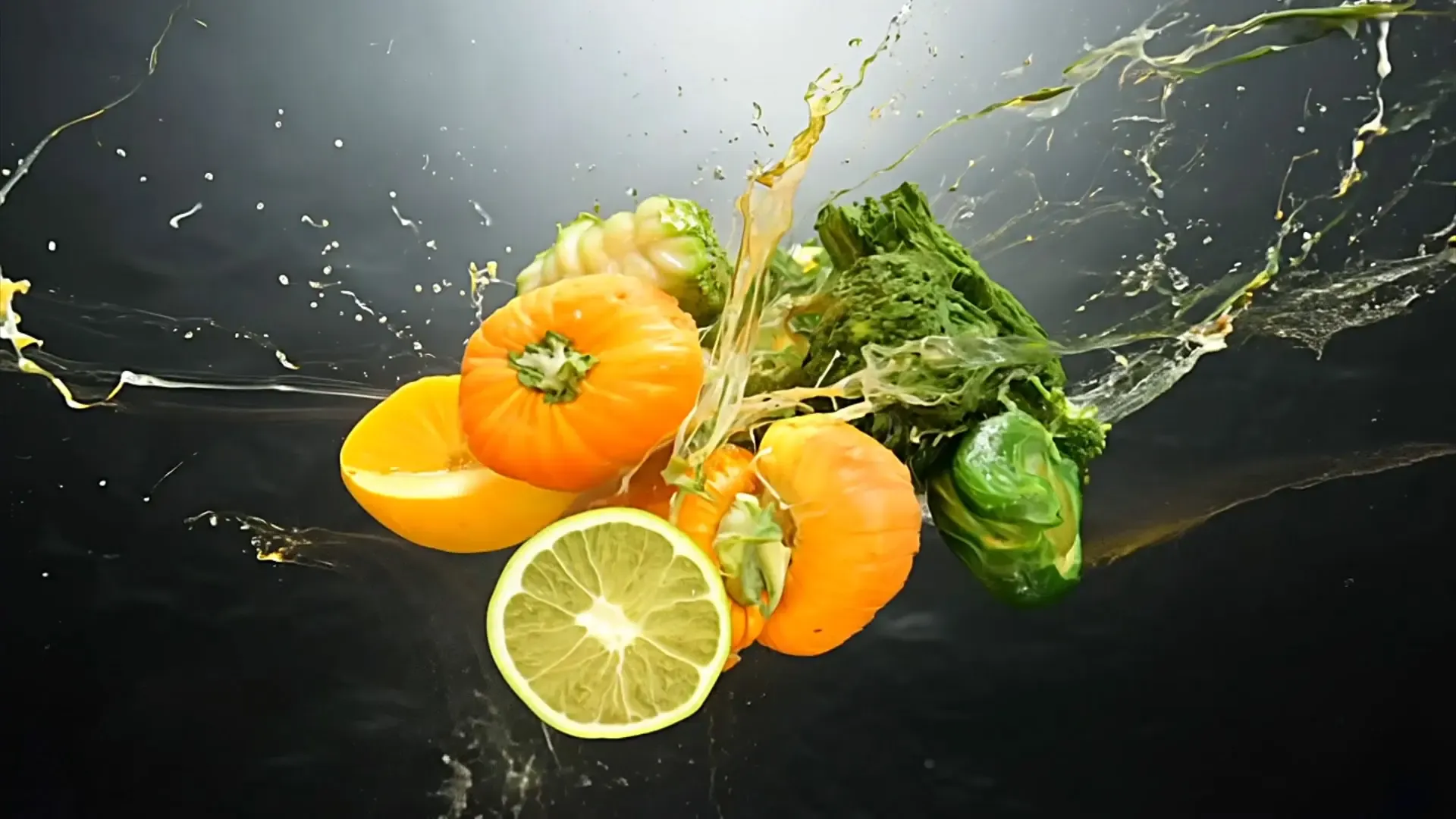 Fresh Vegetable Splash Overlay for Food Advertisements